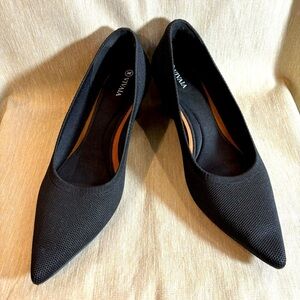 VIVAIA Sz 42 Pointy Toe Breathable Fabric Canvas  Slip On Wedges Shoes